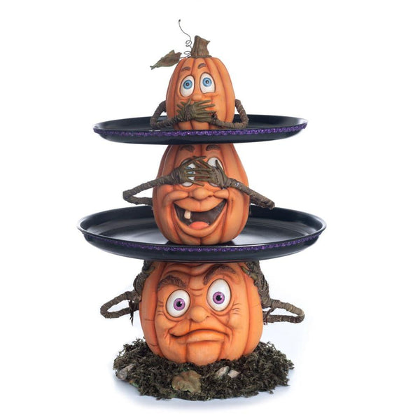 Load image into Gallery viewer, Katherine's Collection Three Wise Pumpkins Tiered Tray