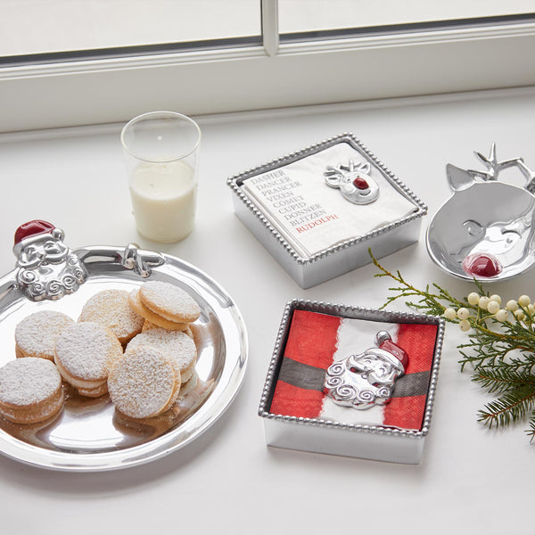 Load image into Gallery viewer, Mariposa Hugging Santa Round Cookie Platter