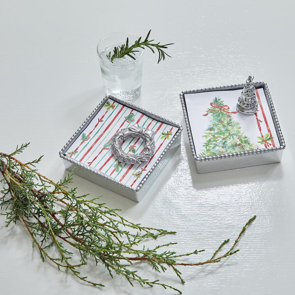 Load image into Gallery viewer, Mariposa Christmas Tree (4156) Beaded Napkin Box Set