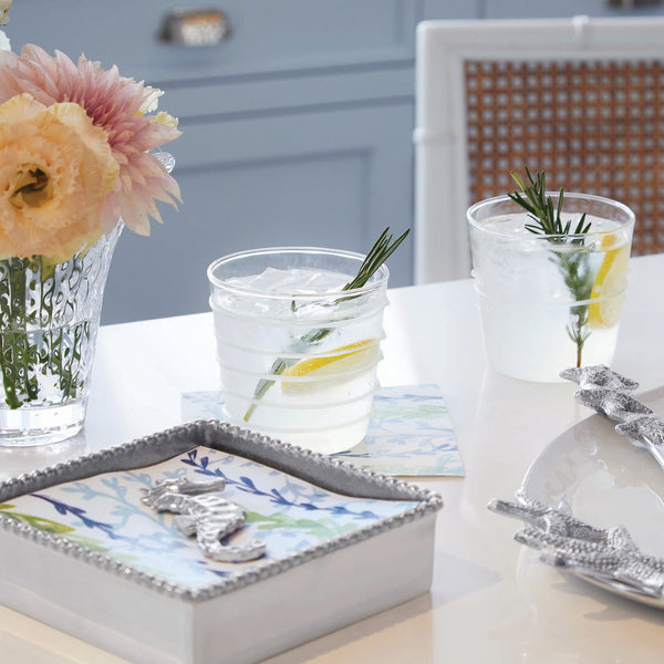 Load image into Gallery viewer, Mariposa Sea Horse Beaded Napkin Box Set