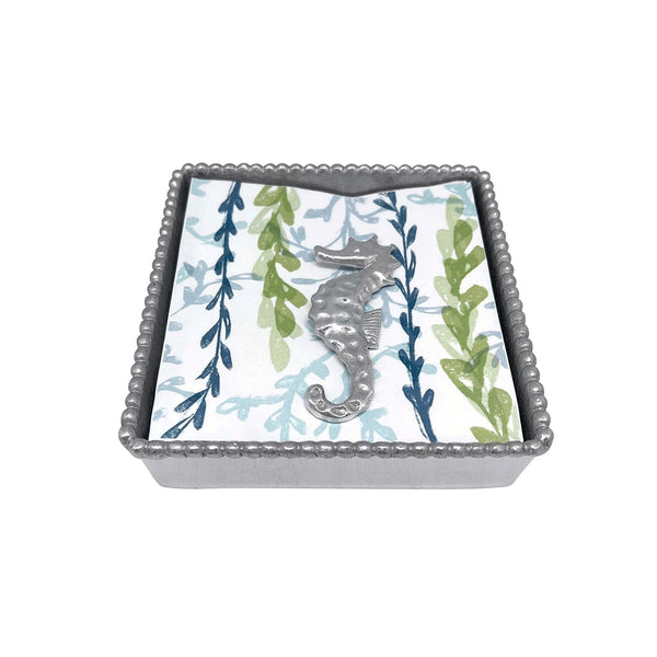 Load image into Gallery viewer, Mariposa Sea Horse Beaded Napkin Box Set