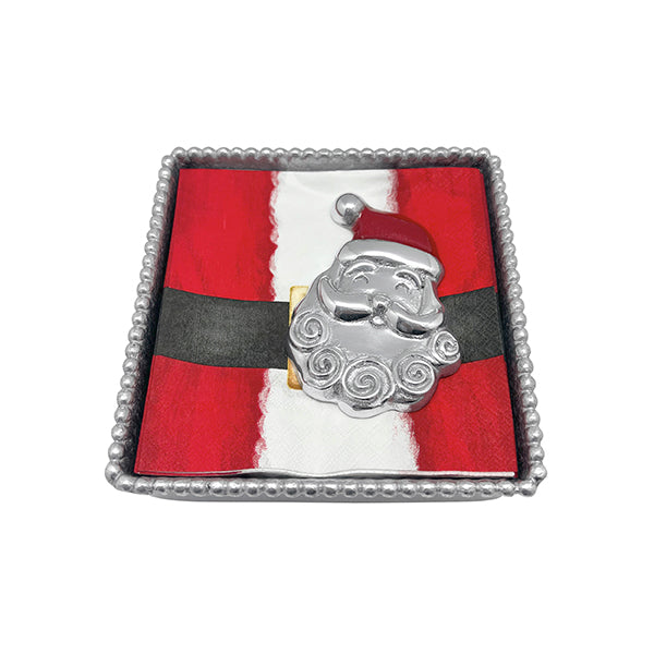 Load image into Gallery viewer, Mariposa Smiling Santa (4550) Beaded Napkin Box Set