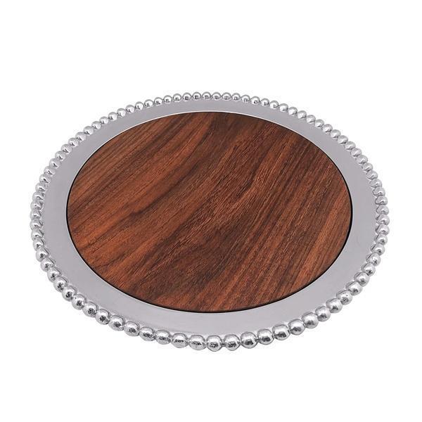 Load image into Gallery viewer, Mariposa Pearled Round Cheese Board, Dark Wood