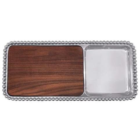 Load image into Gallery viewer, Mariposa Pearled Cheese & Cracker Server, Dark Wood