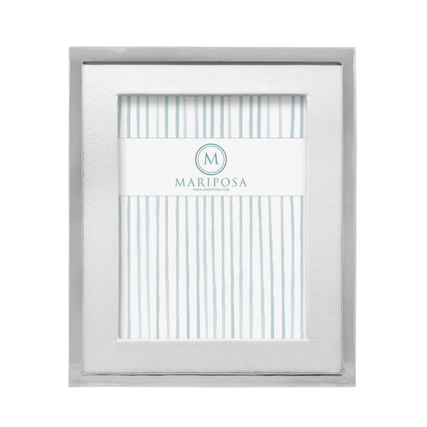 Load image into Gallery viewer, Mariposa White Leather with Metal Border 8x10 Frame