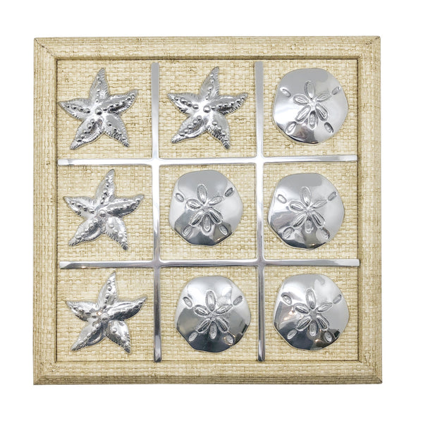Load image into Gallery viewer, Mariposa Starfish & Sand Dollar Sand Faux Grass Cloth Tic Tac Toe Set