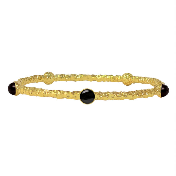Load image into Gallery viewer, Halcyon Days - Cabochon - Black - Gold - Torque Bangle