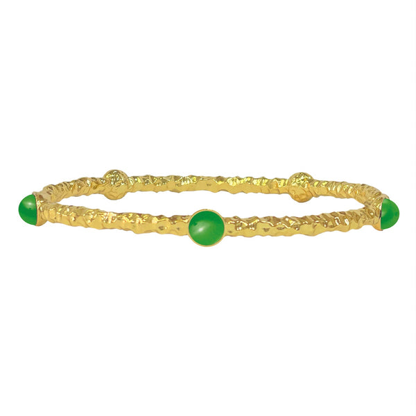 Load image into Gallery viewer, Halcyon Days - Cabochon - Emerald Jewel - Gold - Torque Bangle