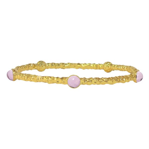 Load image into Gallery viewer, Halcyon Days - Cabochon - Rose Quartz Jewel - Gold - Torque Bangle