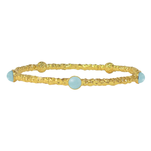 Load image into Gallery viewer, Halcyon Days - Cabochon - Aquamarine Jewel - Gold - Torque Bangle