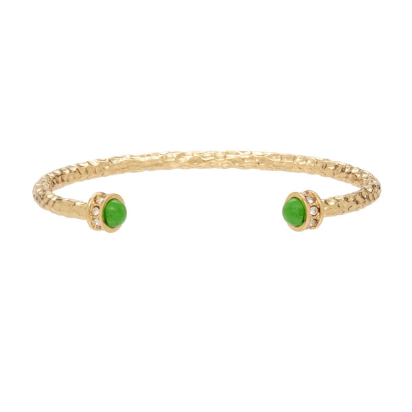 Load image into Gallery viewer, Halcyon Days Hammered - Emerald - Gold - Torque Bangle