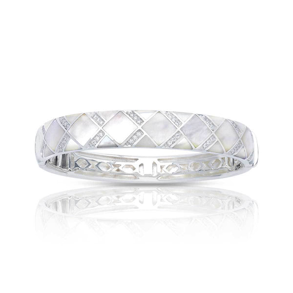 Load image into Gallery viewer, Belle Etoile Echelon Bangle - White Mother-of-Pearl