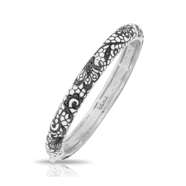 Load image into Gallery viewer, Belle Etoile Fleur de Lace Stackable Bangle - White