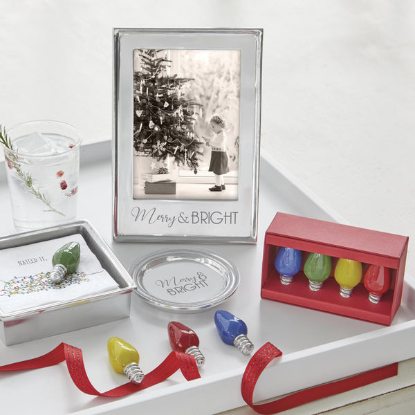 Load image into Gallery viewer, Mariposa Enamel Christmas Bulb Napkin Weight Set of 4