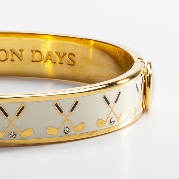 Load image into Gallery viewer, Halcyon Days "Golf Club Cream & Gold" Bangle