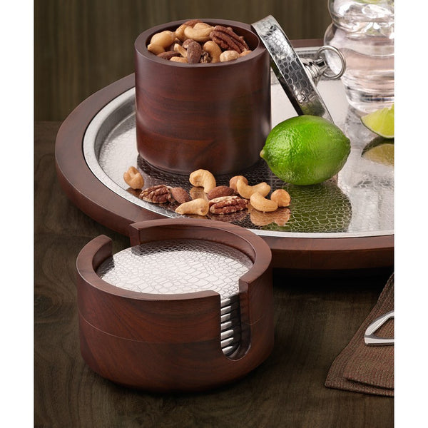 Load image into Gallery viewer, Mary Jurek Design Kenya Wood 6 Coaster Set with Crocodile Pattern