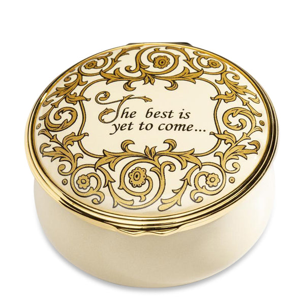 Load image into Gallery viewer, Halcyon Days "The Best Is Yet To Come - Gold Lace" Enamel Box