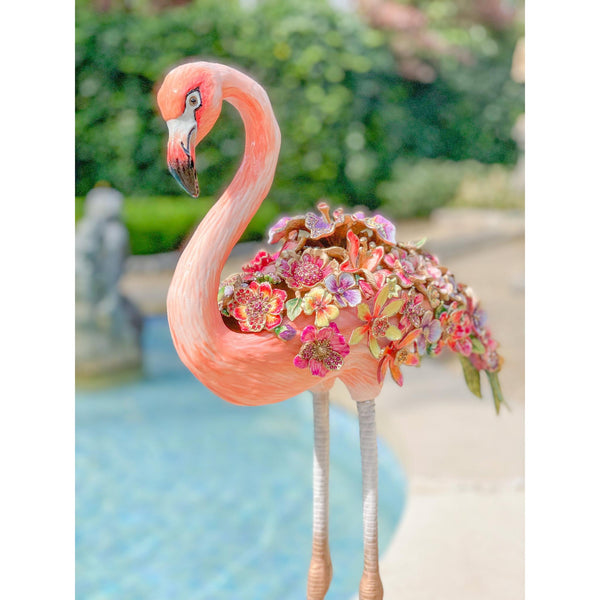 Load image into Gallery viewer, Jay Strongwater Amira Floral Flamingo Figurine