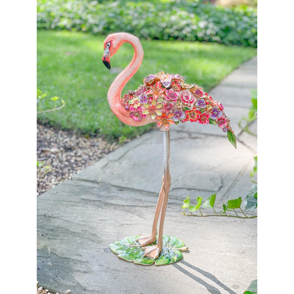 Load image into Gallery viewer, Jay Strongwater Amira Floral Flamingo Figurine