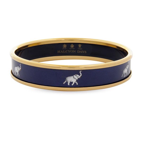 Load image into Gallery viewer, Halcyon Days "Grey Elephant on Navy" Bangle