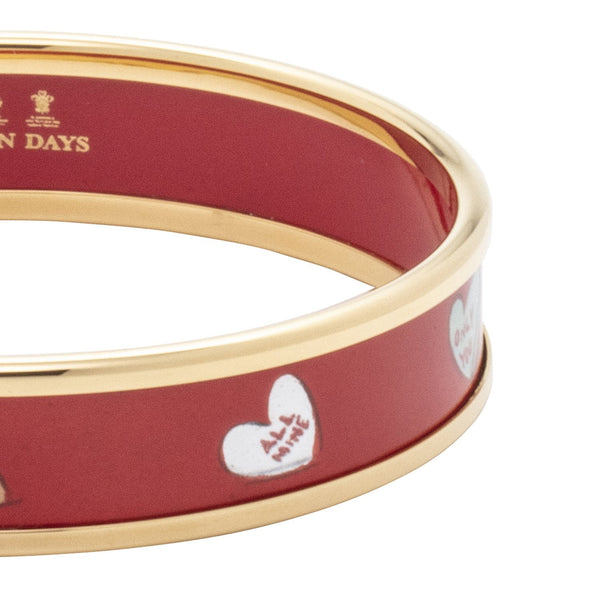 Load image into Gallery viewer, Halcyon Days "Love Hearts on Red & Gold" Bangle