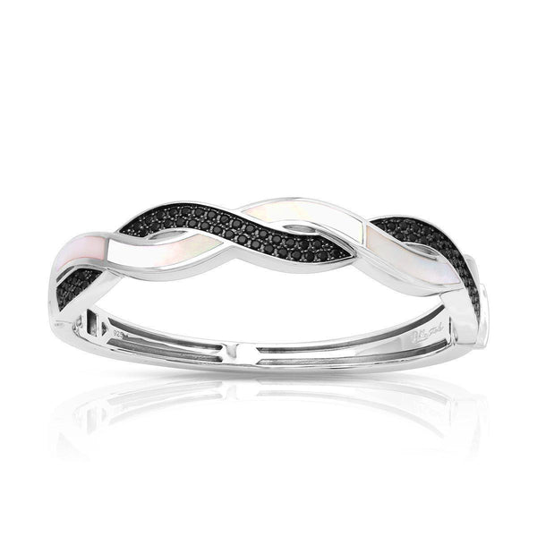 Load image into Gallery viewer, Belle Etoile Pirouette Bangle - White Mother-of-Pearl & Black Stone