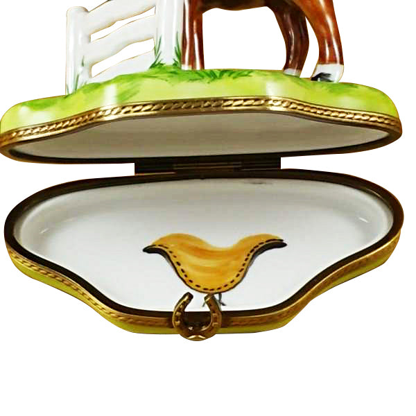 Load image into Gallery viewer, Rochard "Horse Standing at Fence" Limoges Box