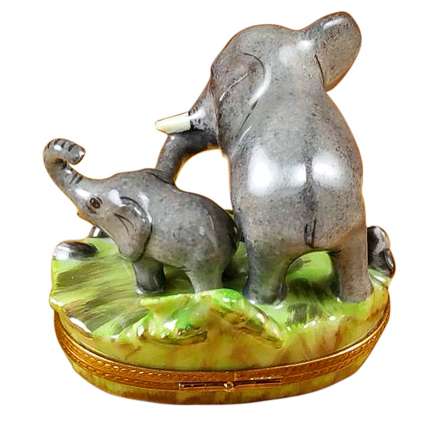 Load image into Gallery viewer, Rochard "Elephant with Baby" Limoges Box