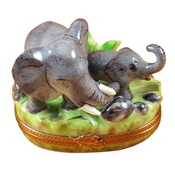 Load image into Gallery viewer, Rochard "Elephant with Baby" Limoges Box