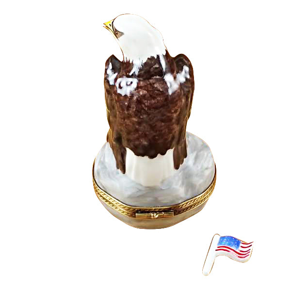 Load image into Gallery viewer, Rochard "Bald Eagle with Removable American Flag" Limoges Box