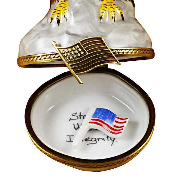 Load image into Gallery viewer, Rochard "Bald Eagle with Removable American Flag" Limoges Box
