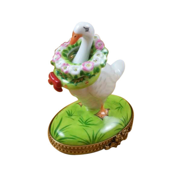 Load image into Gallery viewer, Rochard "Goose with Spring and Christmas Wreaths" Limoges Box