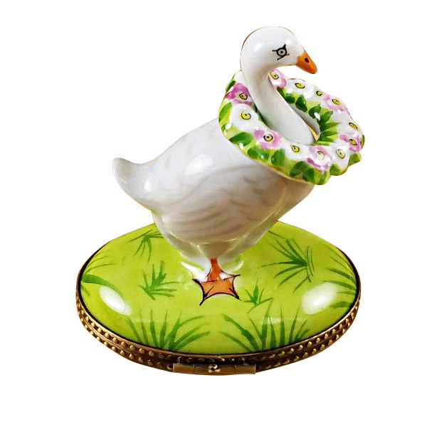 Load image into Gallery viewer, Rochard "Goose with Spring and Christmas Wreaths" Limoges Box