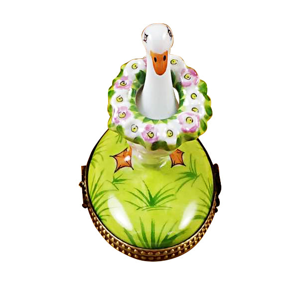 Load image into Gallery viewer, Rochard "Goose with Spring and Christmas Wreaths" Limoges Box