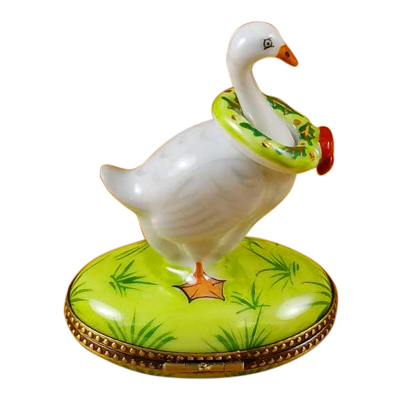 Load image into Gallery viewer, Rochard "Goose with Spring and Christmas Wreaths" Limoges Box
