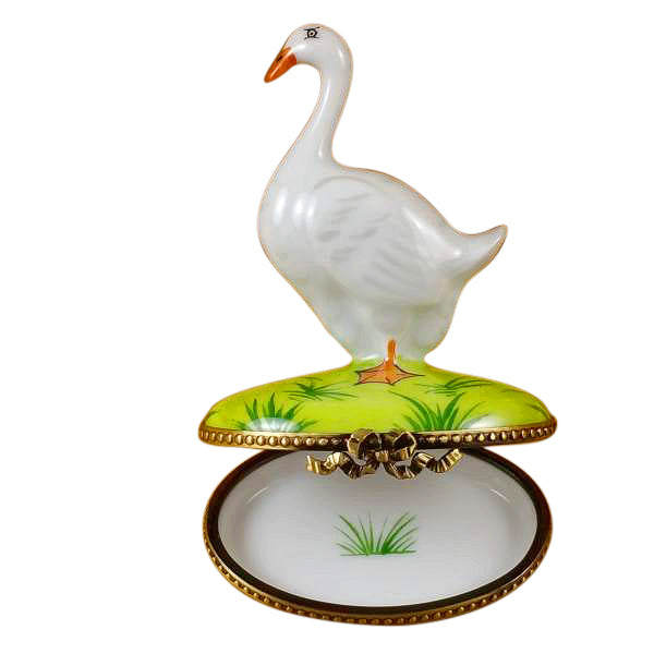 Load image into Gallery viewer, Rochard "Goose with Spring and Christmas Wreaths" Limoges Box