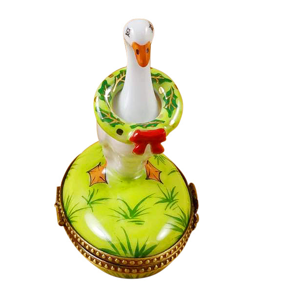 Load image into Gallery viewer, Rochard "Goose with Spring and Christmas Wreaths" Limoges Box