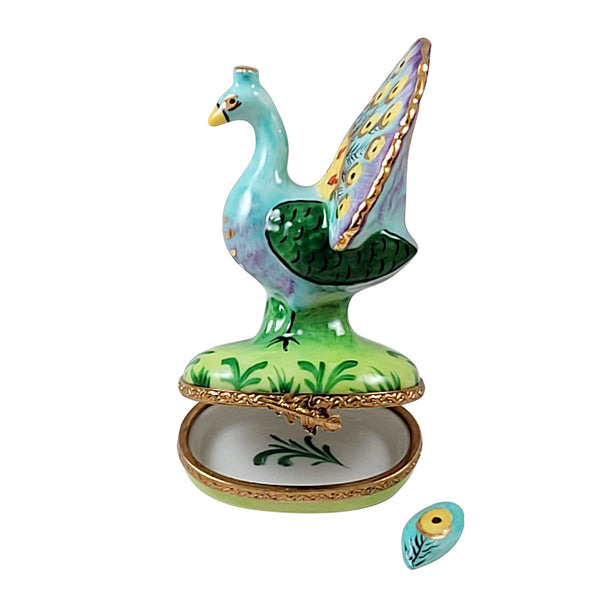 Load image into Gallery viewer, Rochard "Peacock with Feather" Limoges Box