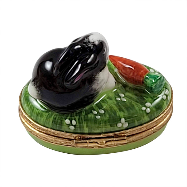 Load image into Gallery viewer, Rochard "Black and White Rabbit with Carrot" Limoges Box