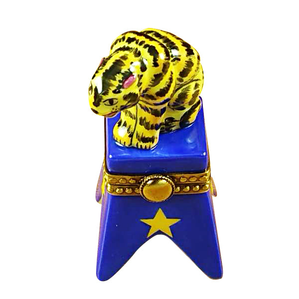 Load image into Gallery viewer, Rochard "Circus Tiger on Blue Base" Limoges Box