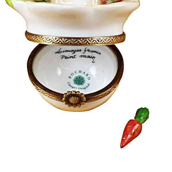 Load image into Gallery viewer, Rochard "Brown Bunny on Leaf with Removable Carrot" Limoges Box