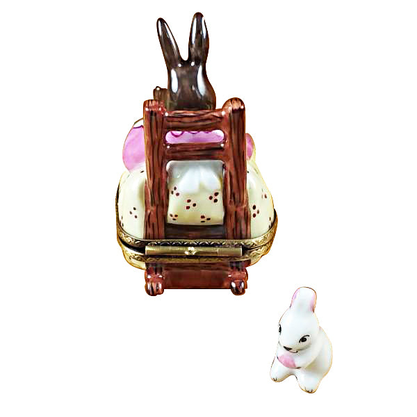 Load image into Gallery viewer, Rochard "Mother Rabbit Rocking with Baby" Limoges Box