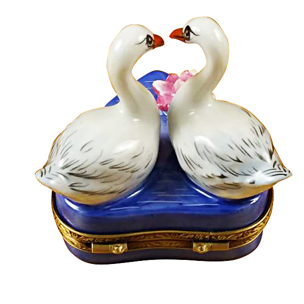 Load image into Gallery viewer, Rochard "Two Swans on Heart" Limoges Box