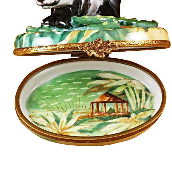 Load image into Gallery viewer, Rochard "Panda with Bamboo" Limoges Box