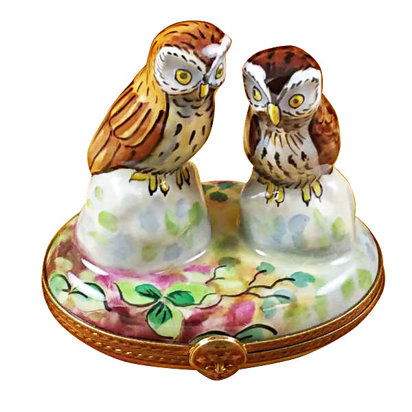 Load image into Gallery viewer, Rochard "Two Owls" Limoges Box