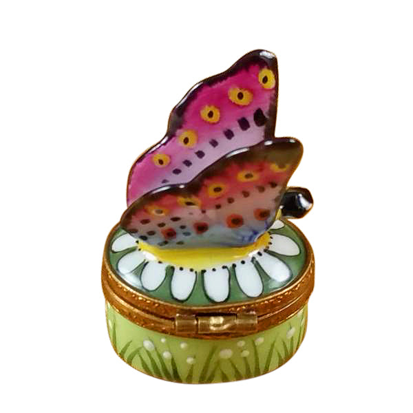 Load image into Gallery viewer, Rochard "Mini Butterfly on Daisy" Limoges Box