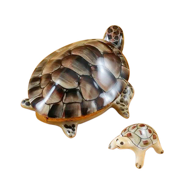 Load image into Gallery viewer, Rochard "Turtle with Baby" Limoges Box