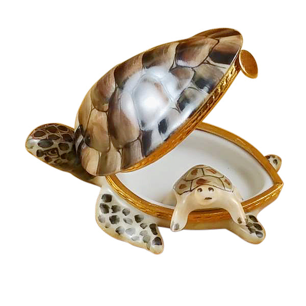 Load image into Gallery viewer, Rochard "Turtle with Baby" Limoges Box