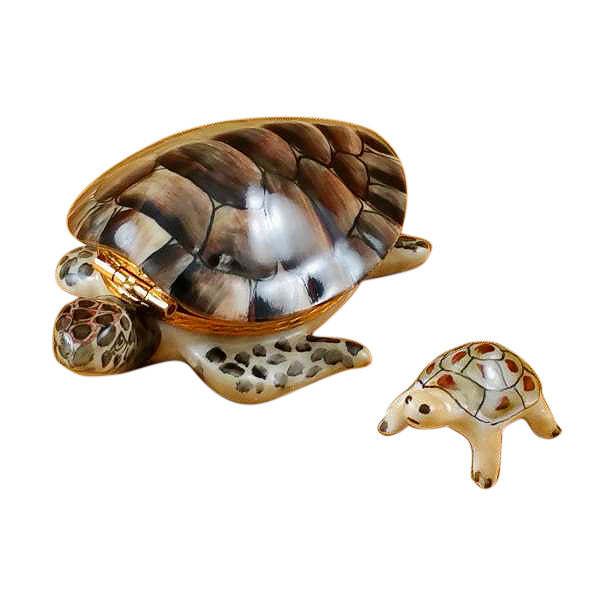 Load image into Gallery viewer, Rochard "Turtle with Baby" Limoges Box