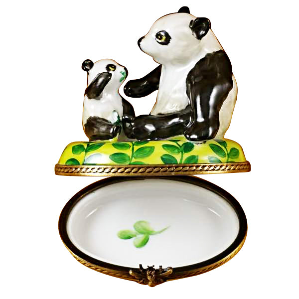 Load image into Gallery viewer, Rochard "Panda and Cub" Limoges Box